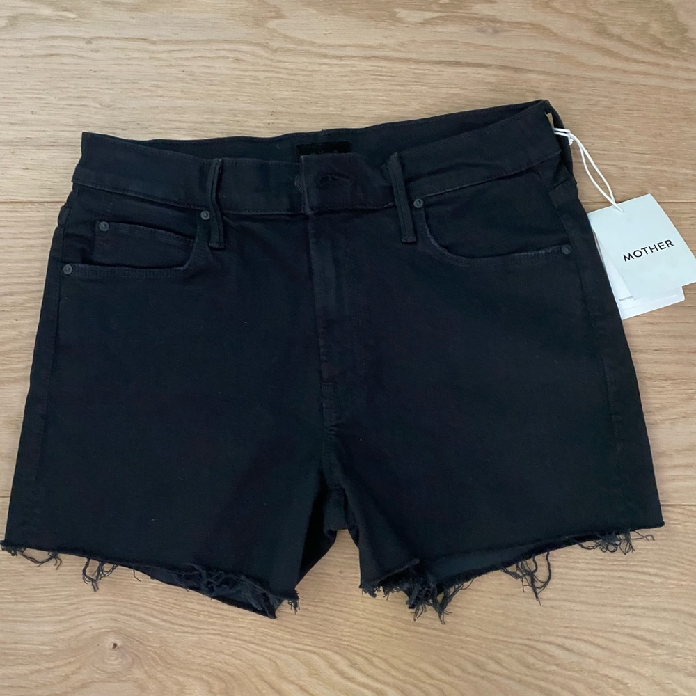 Mother The Charmer Fray Shorts in black (Not Guilty) Size 27 NWT